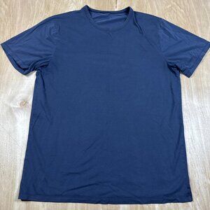 Lululemon Mens T Shirt Size Large Dark Blue Performance Stretch Short Sleeve